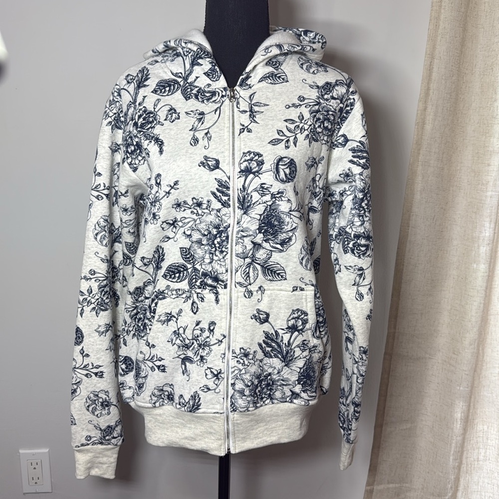 Vintage Rose Zipper Hoodie - Oversized Small - Picture 5 of 8